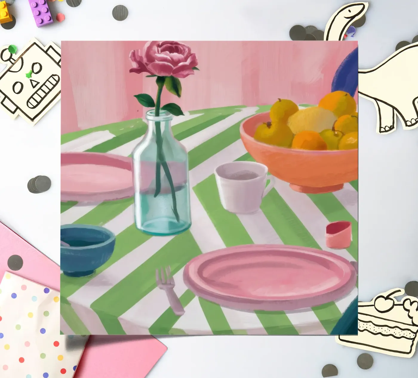 Zigzag Table Rose sticker sheet by Snow Mist