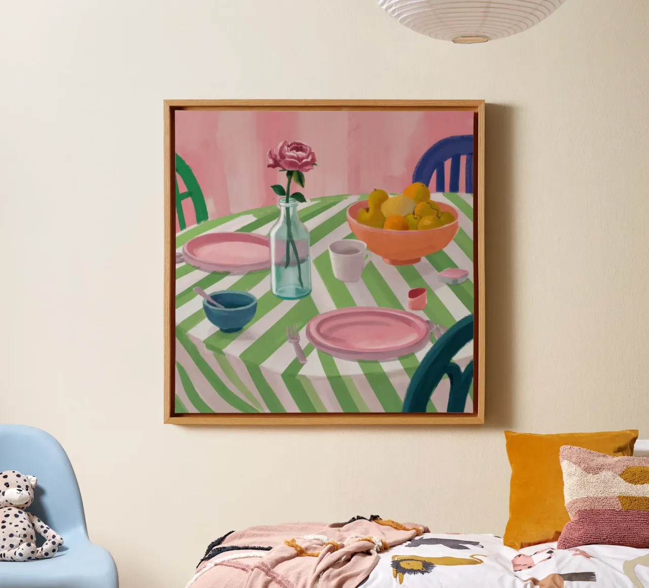 Rosa da tavolo a zig zag tela da Snow Mist