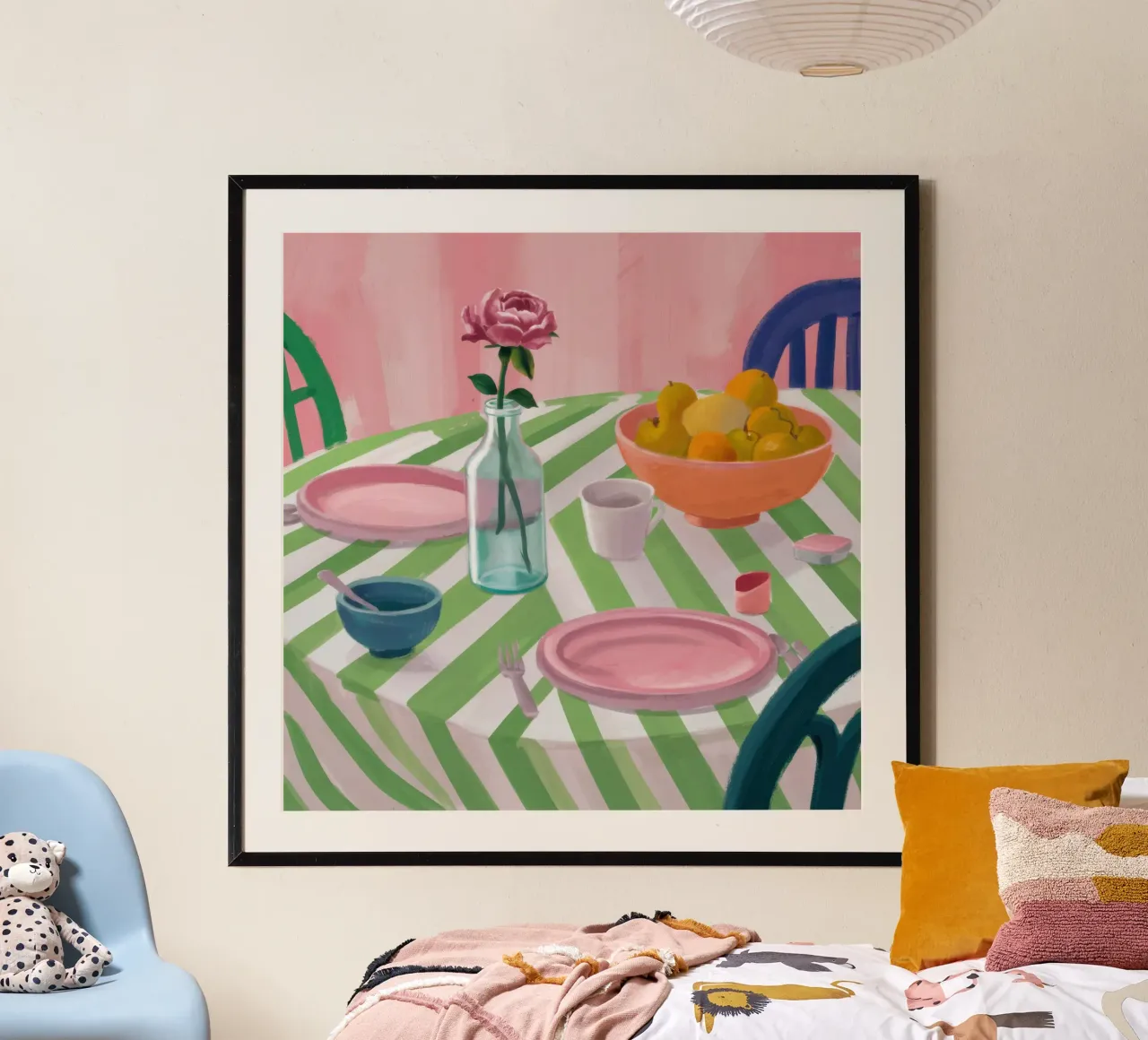 Rosa da tavolo a zig zag poster con telaio in plastica da Snow Mist