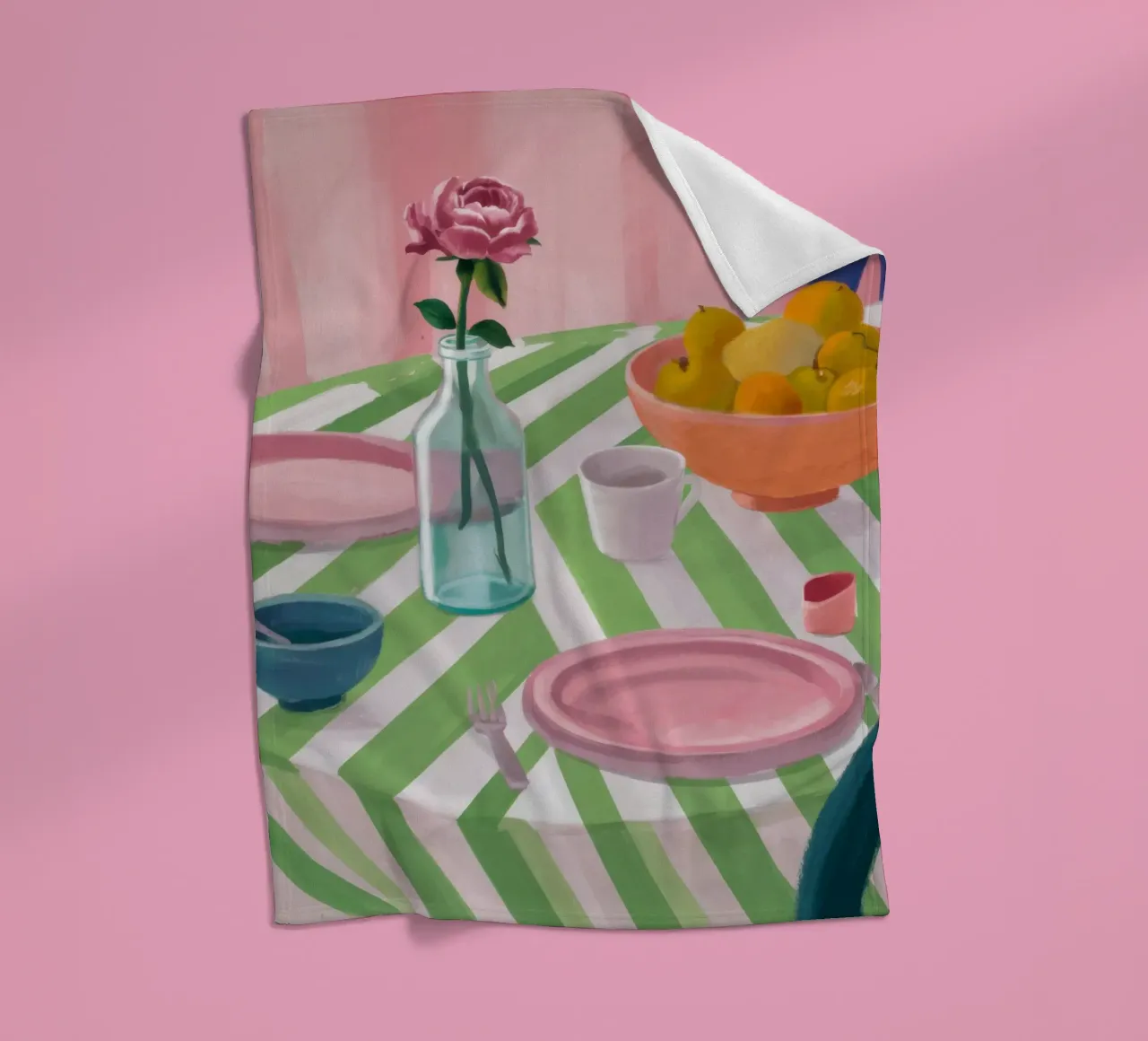 Zigzag Table Rose Fleecedecke von Snow Mist