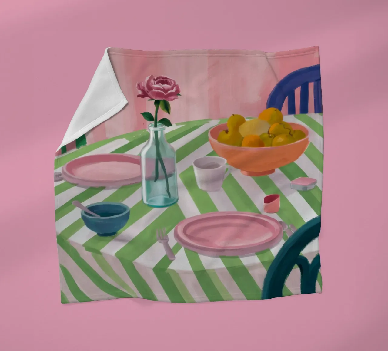 Zigzag Table Rose Fleecedecke von Snow Mist