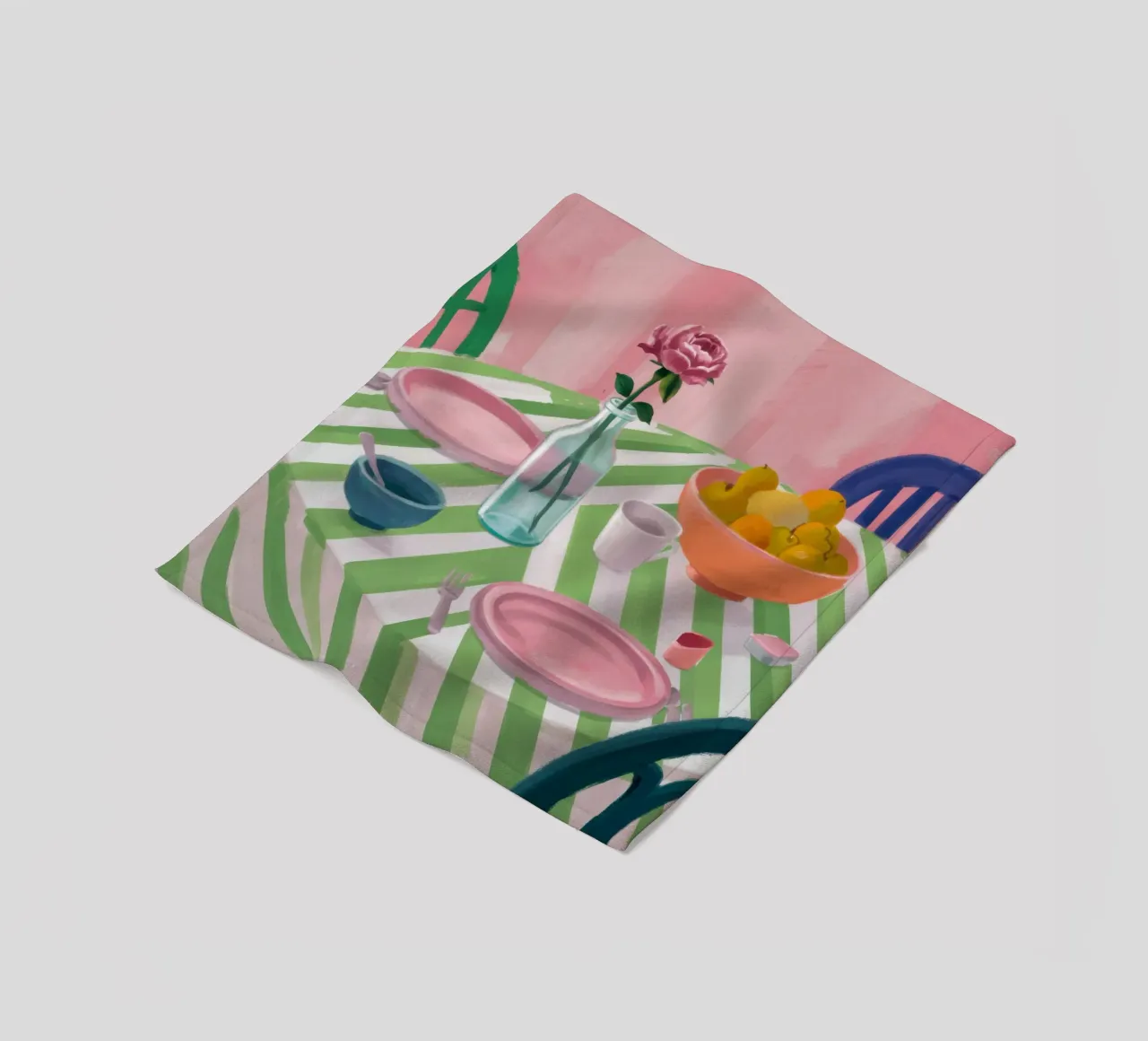 Zigzag Table Rose Fleecedecke von Snow Mist