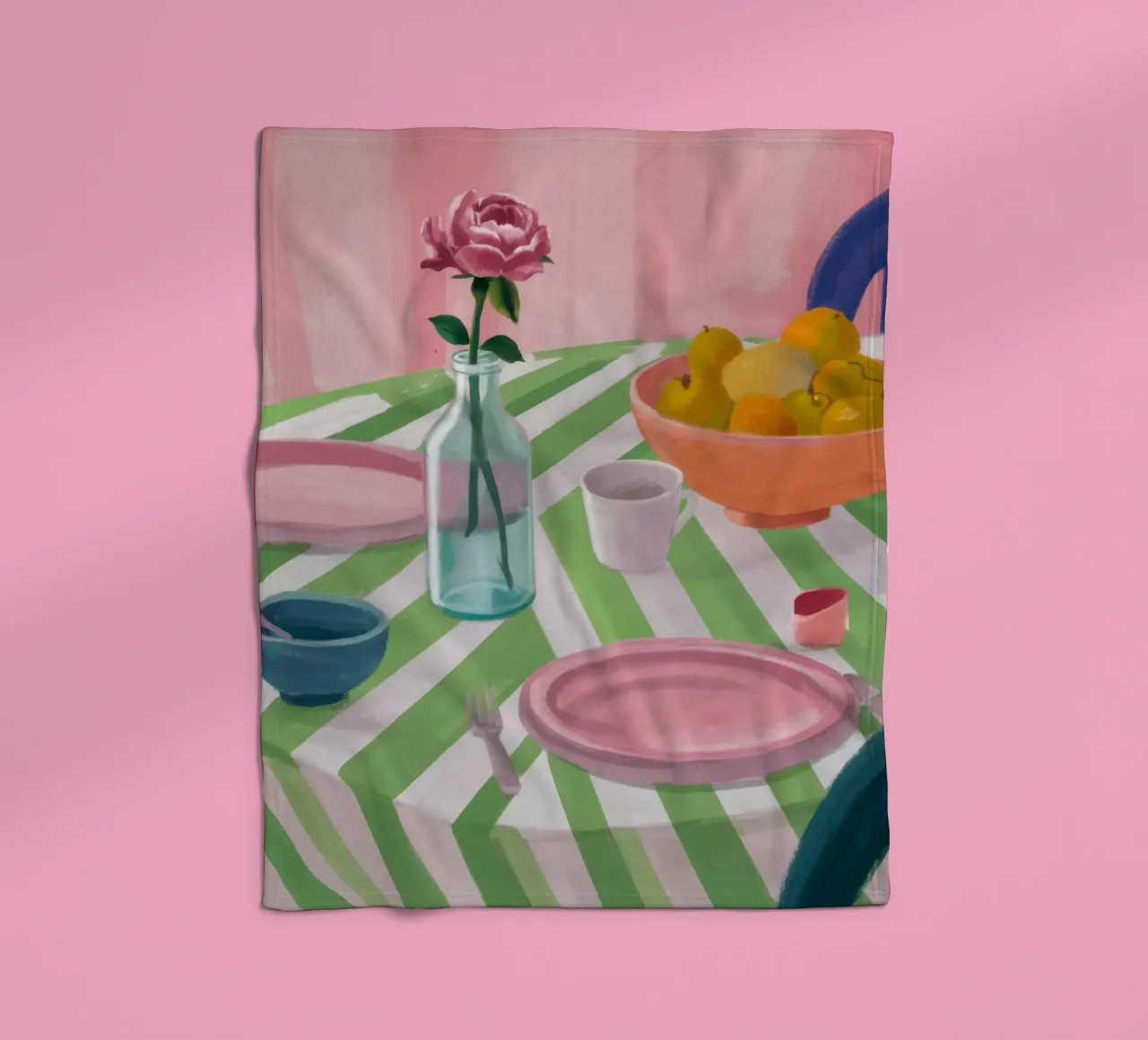 Zigzag Table Rose Fleecedecke von Snow Mist