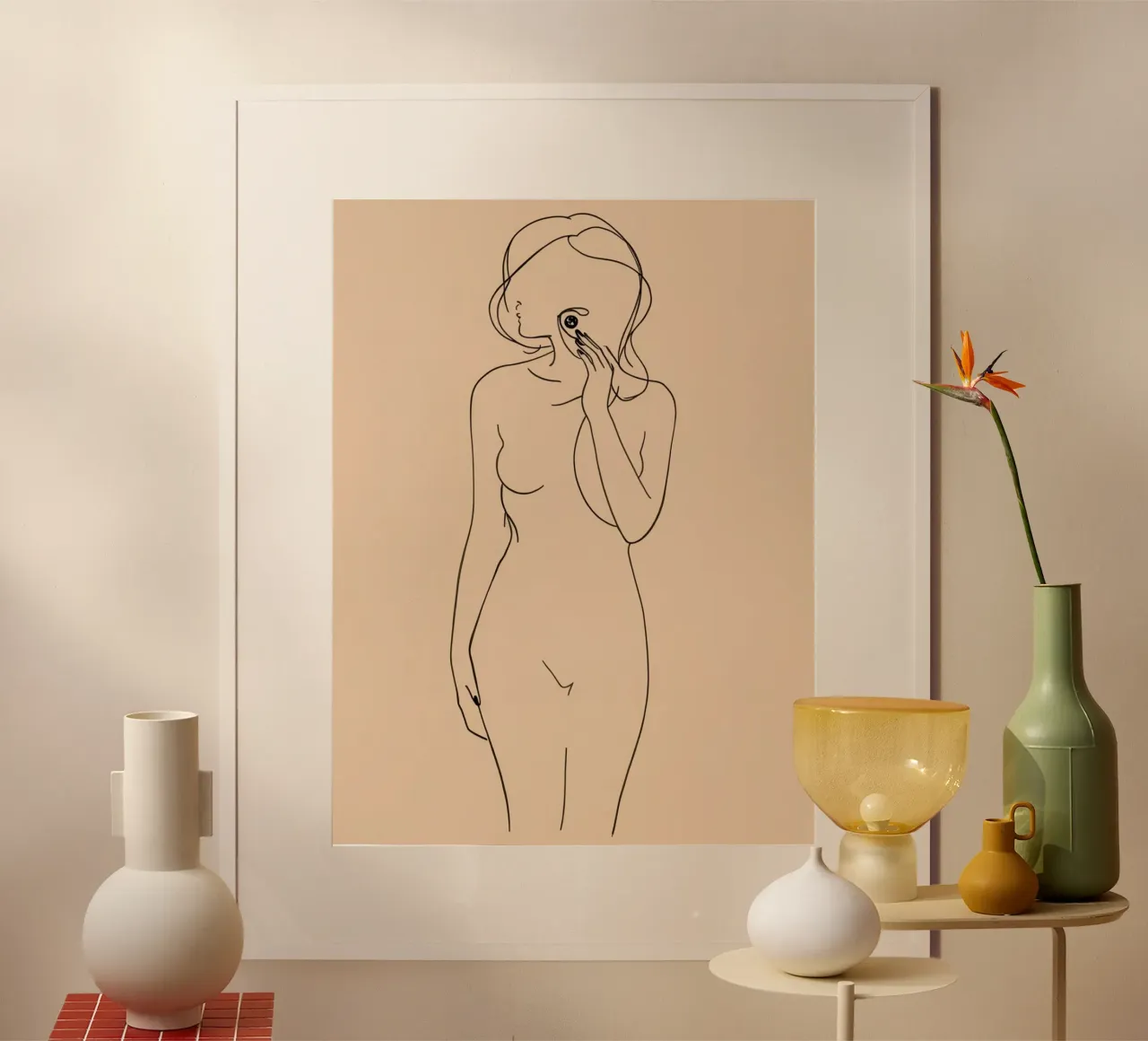 Dessin au trait d'une femme nue poster de DesignDoodle