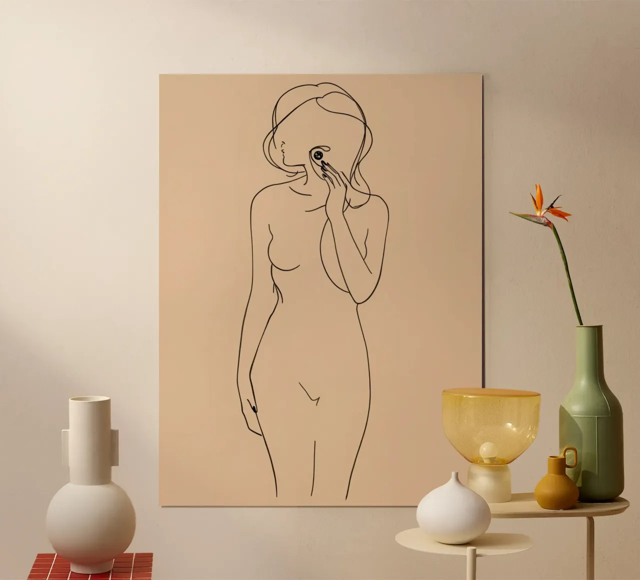Dessin au trait d'une femme nue poster de DesignDoodle