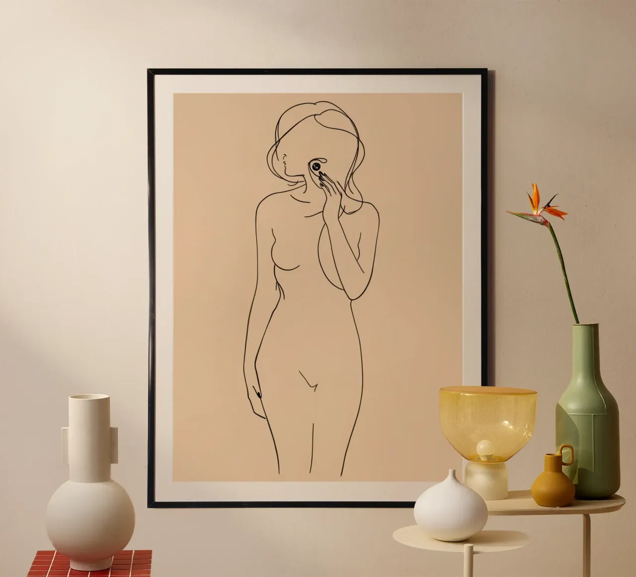 Dessin au trait d'une femme nue poster de DesignDoodle