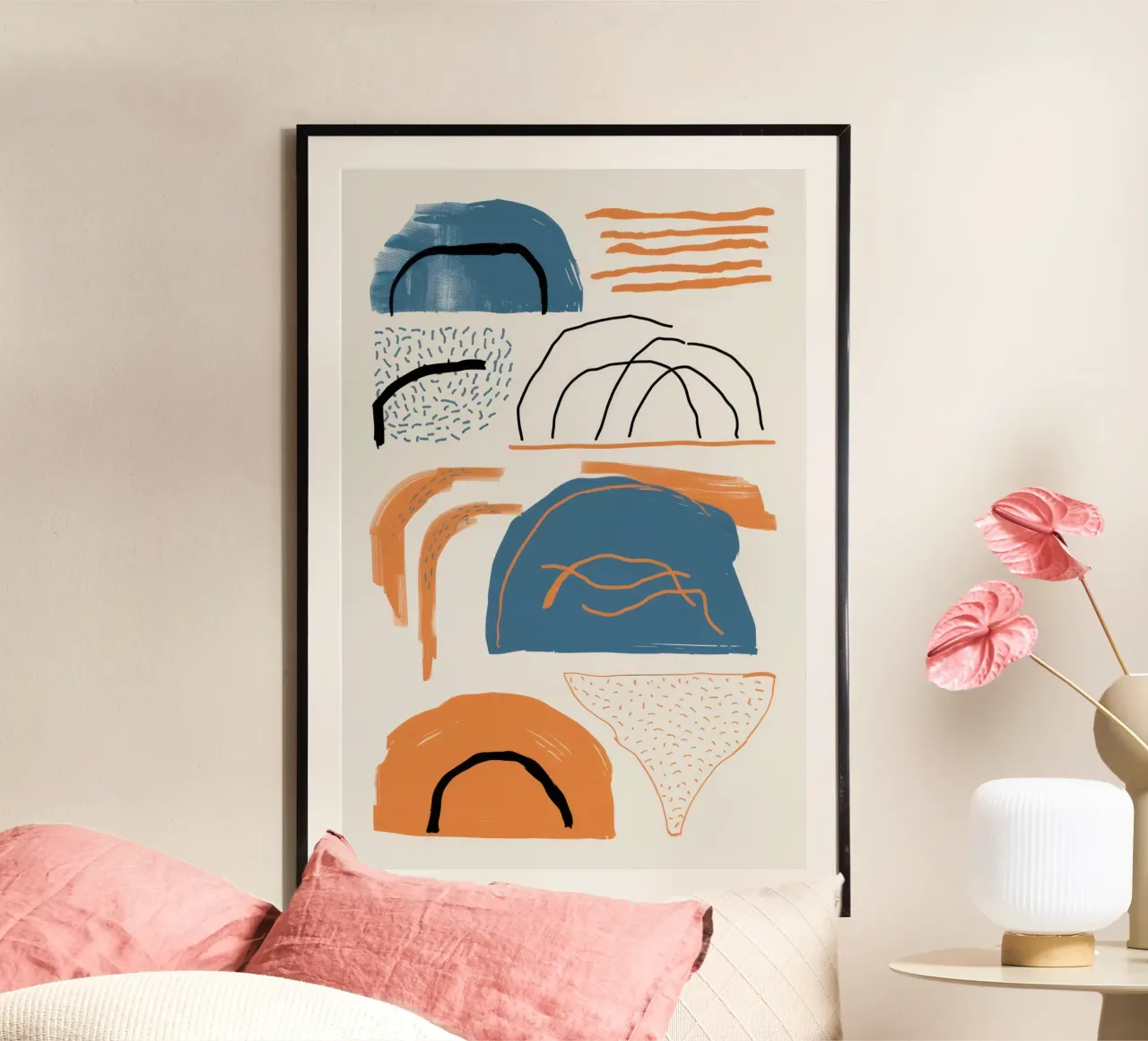 Forme di terra frammentate poster con telaio in plastica da Bara Suara