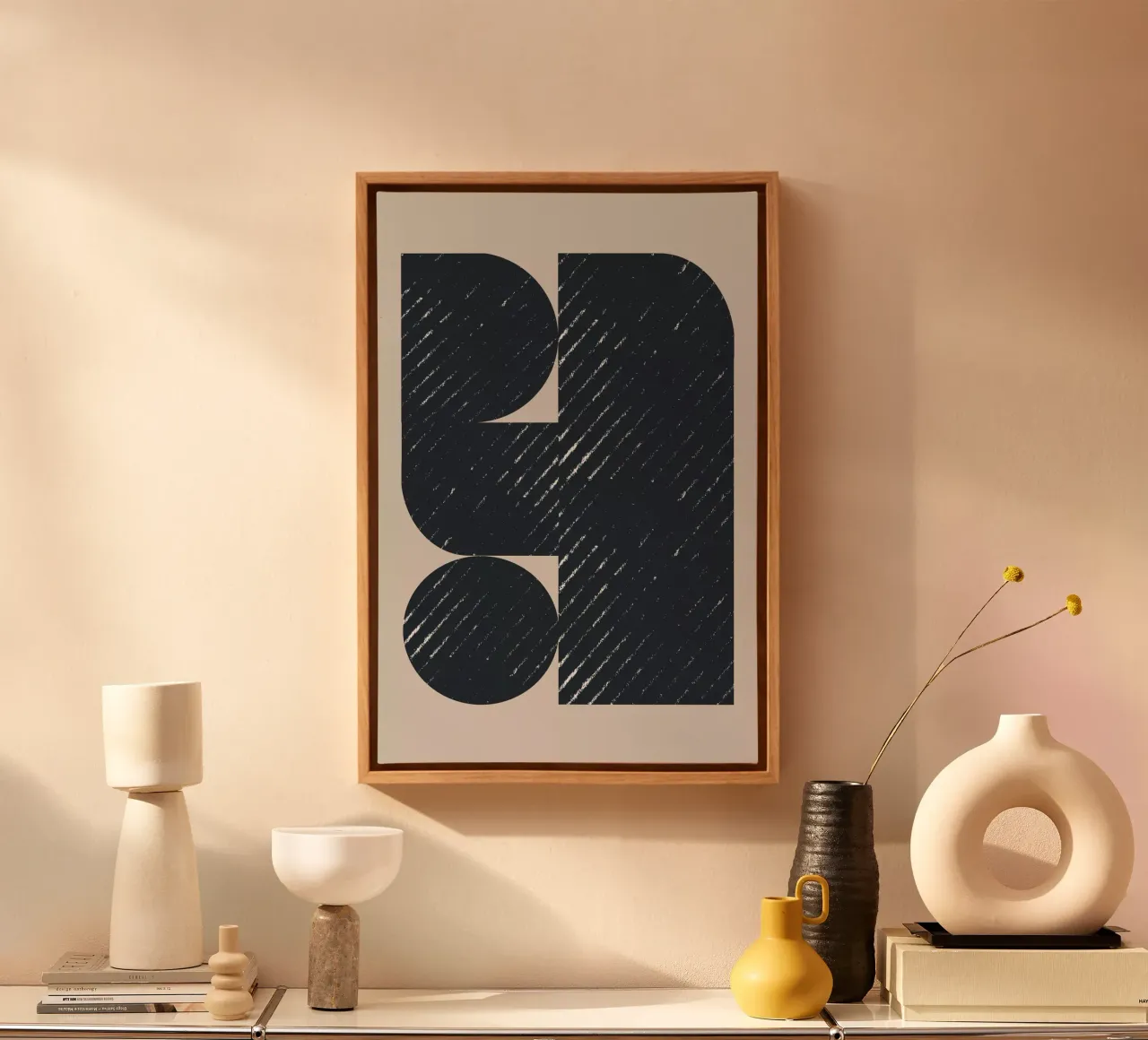 Geometric Modern No3 canvas with Floater frame by The Miuus Studio