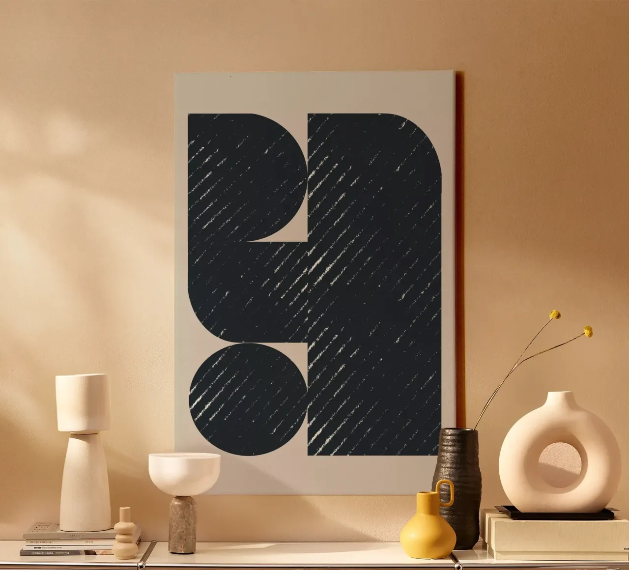 Geometric Modern No3 canvas with Floater frame by The Miuus Studio