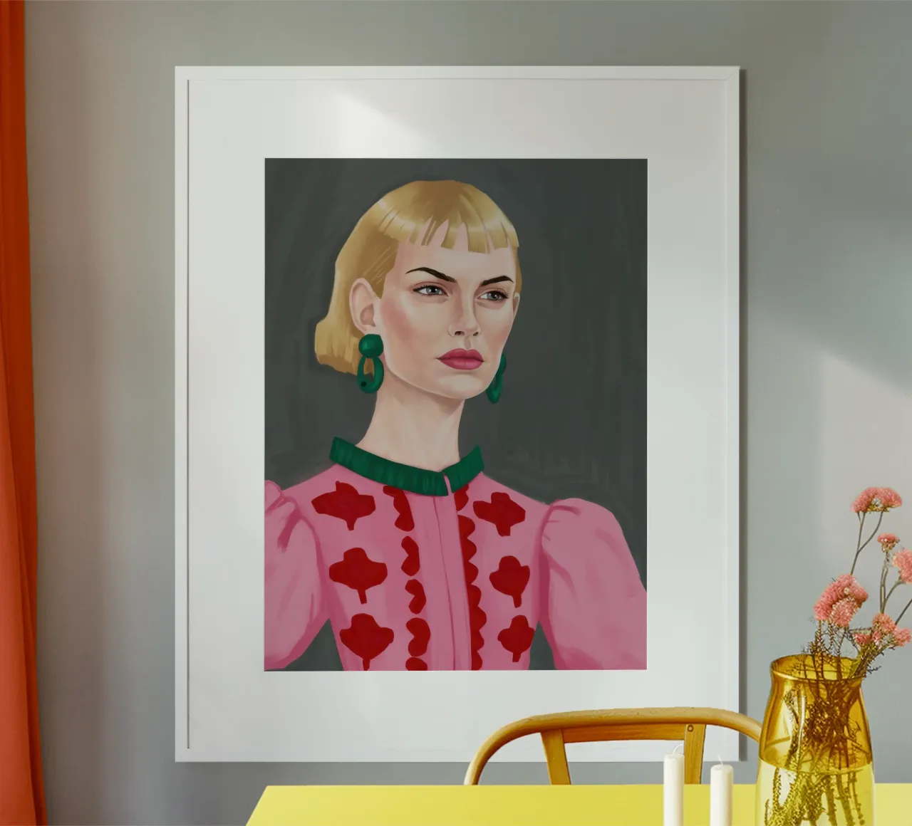 Sguardo con orecchini di smeraldo poster con telaio in alluminio da Bara Suara