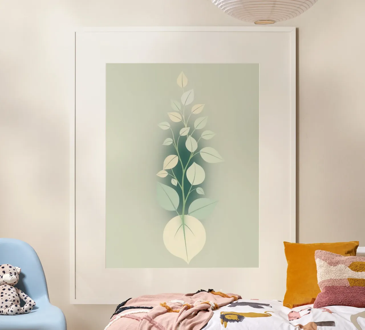 Eleganza botanica: Un'illustrazione digitale serena poster con telaio in plastica da Artistic-shop