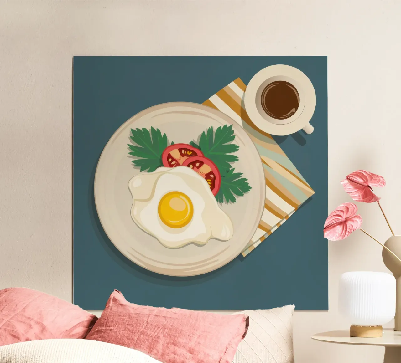Geometria del piatto mattutino poster con telaio in legno da Bara Suara