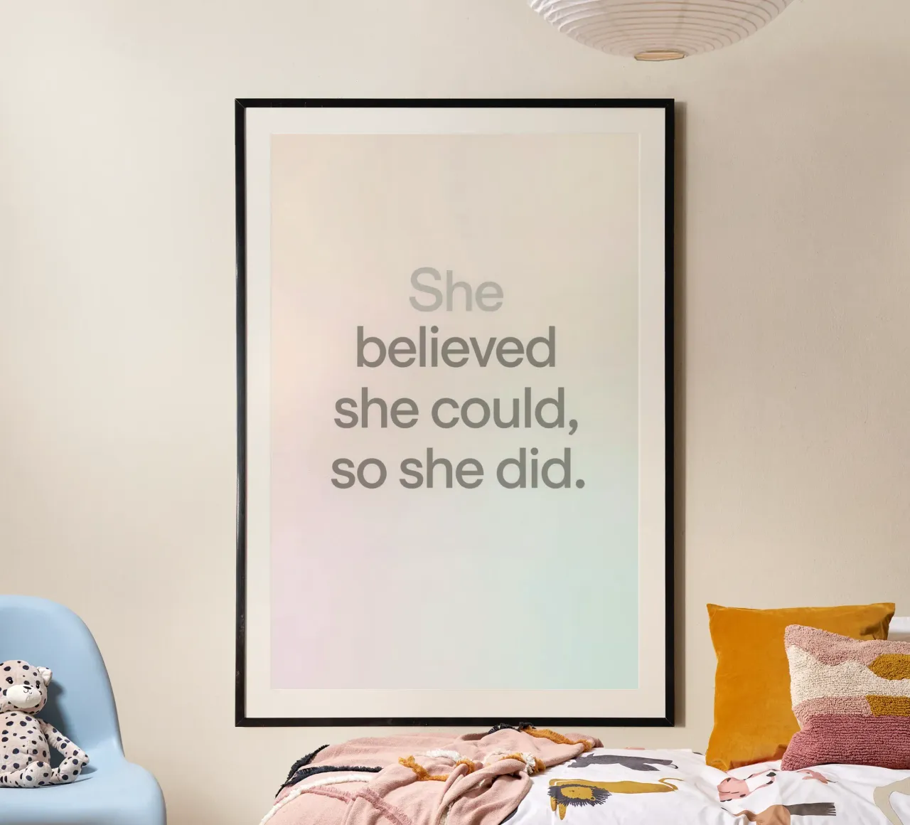 She Believed She Could, So She did Gradient Background poster with plastic frame by DesignDoodle