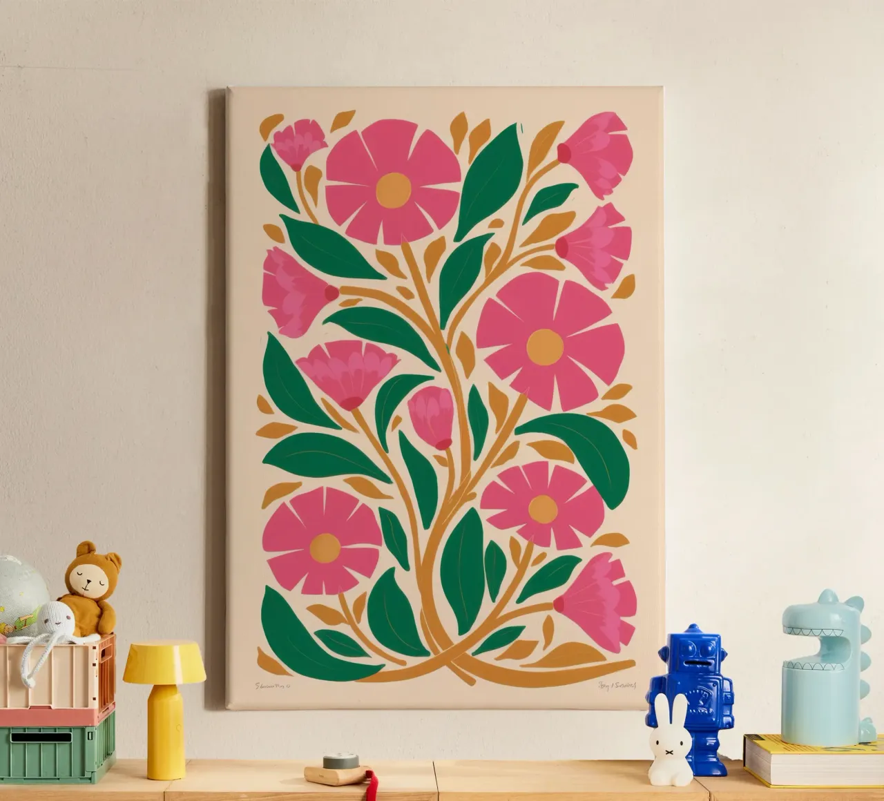 Vibrant Petal Embrace canvas with Floater frame by Astra Mist