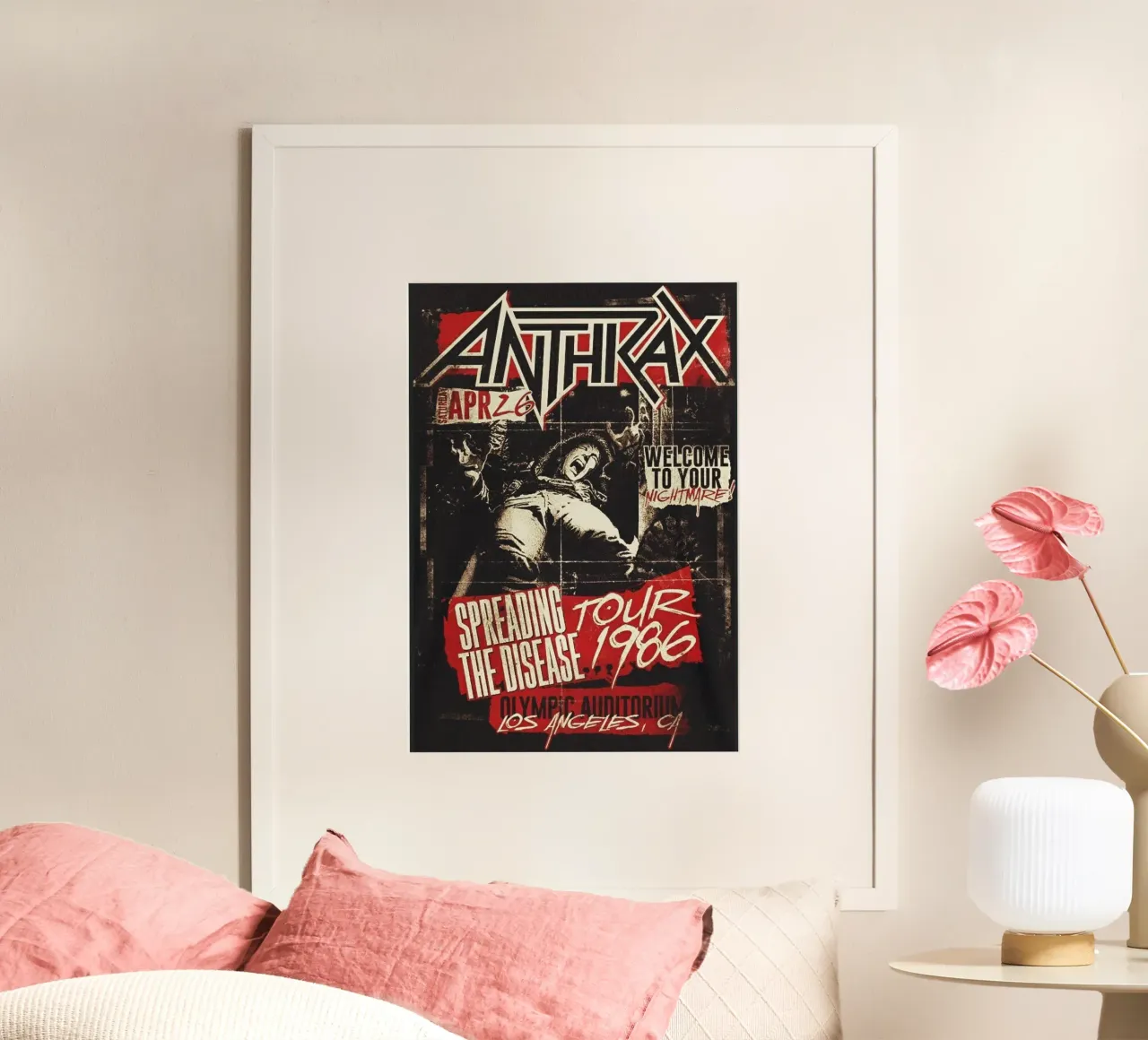 Tour degli Anthrax 1986 poster con telaio in legno da Lembayung art