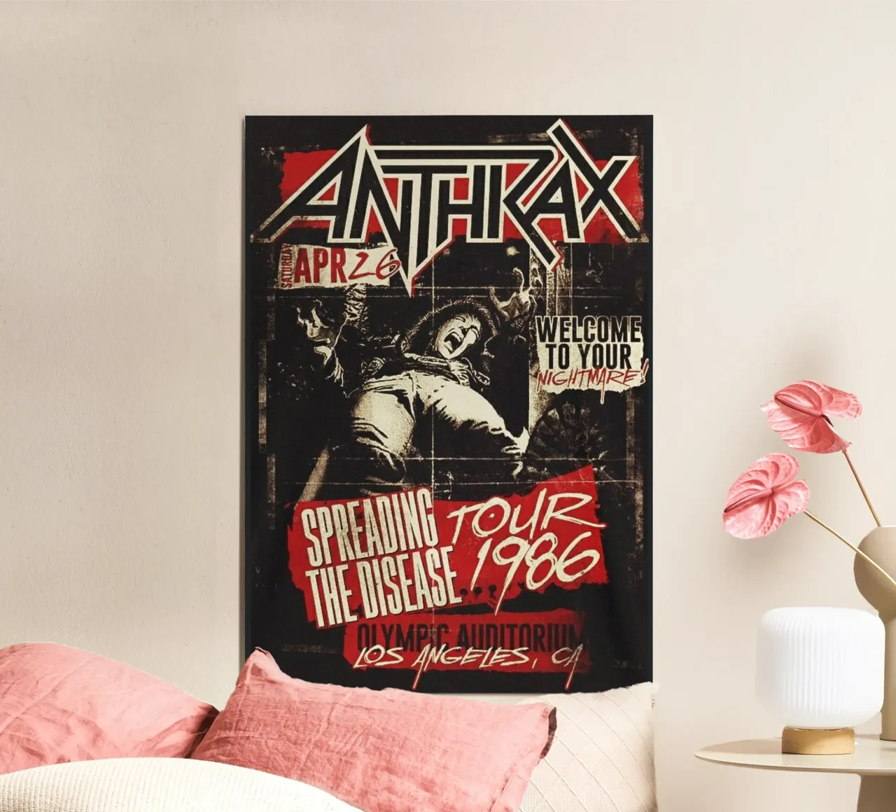 Tour degli Anthrax 1986 poster con telaio in legno da Lembayung art