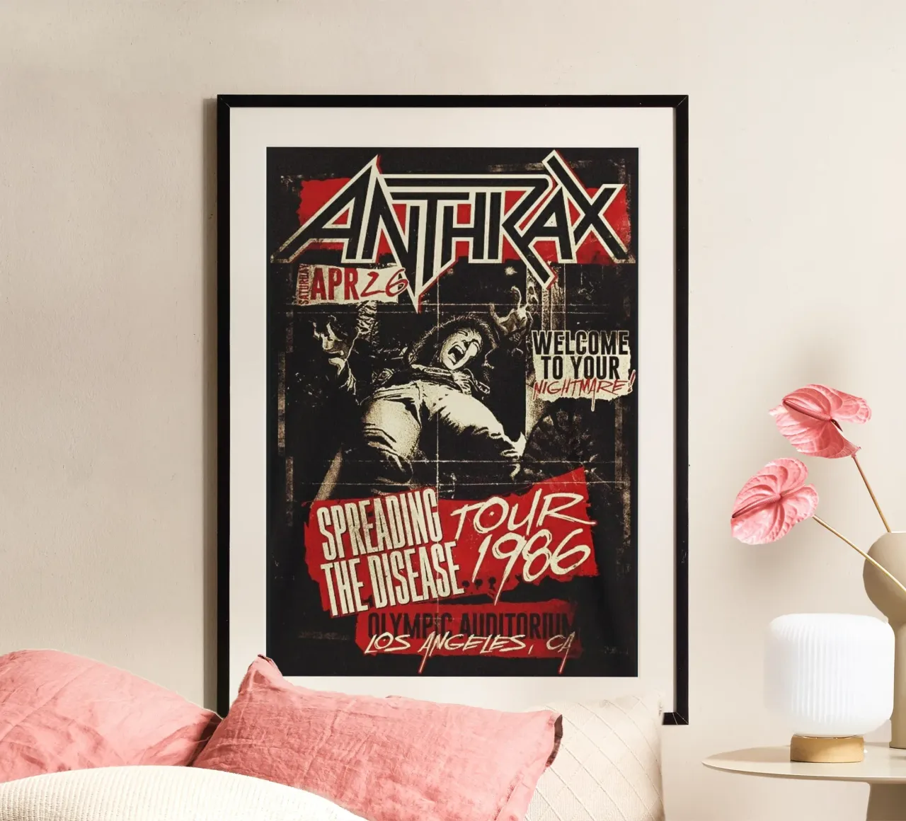 Tour degli Anthrax 1986 poster con telaio in legno da Lembayung art