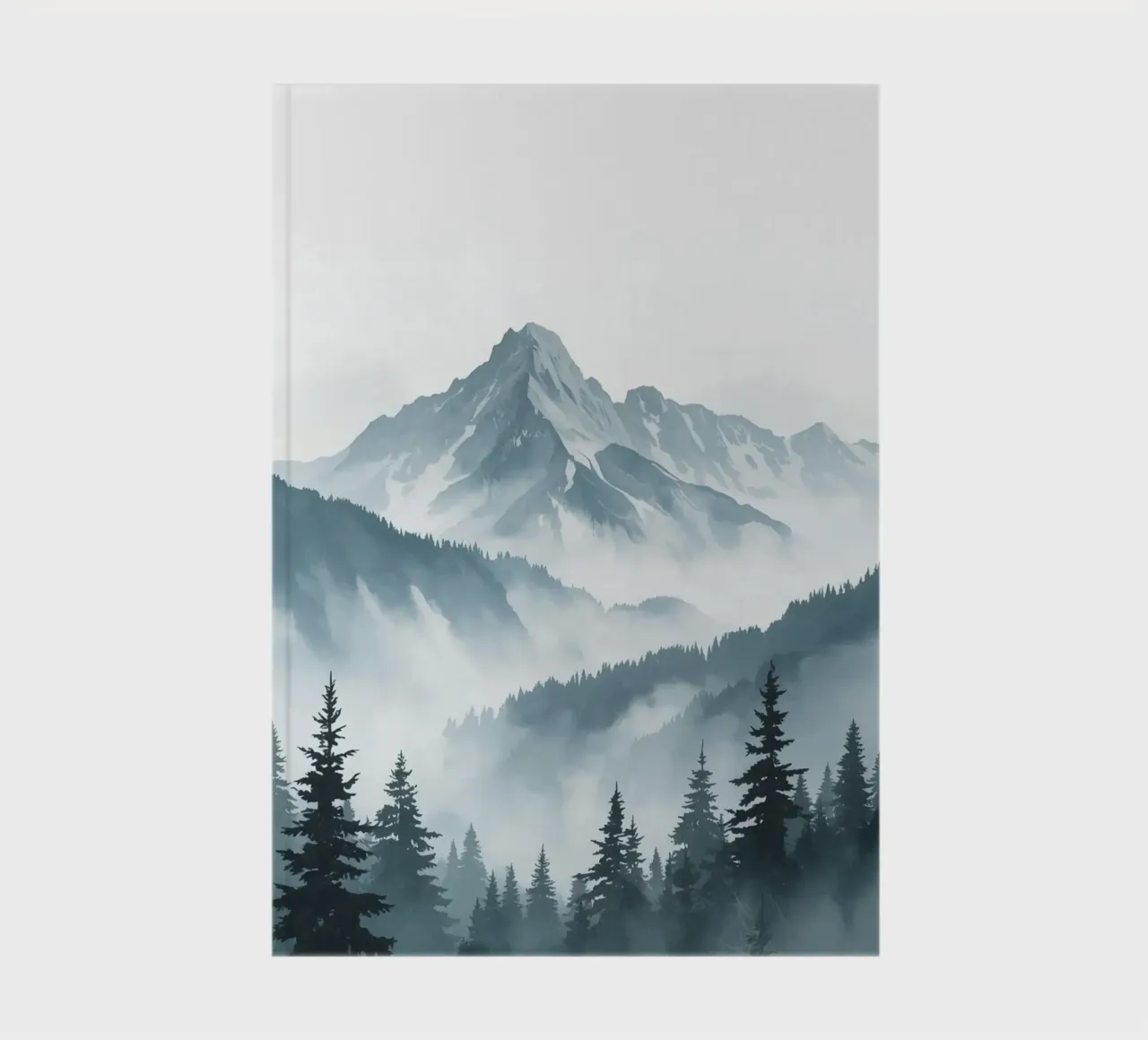Mountain Range Behind Misty Forest notebook by DesignDoodle
