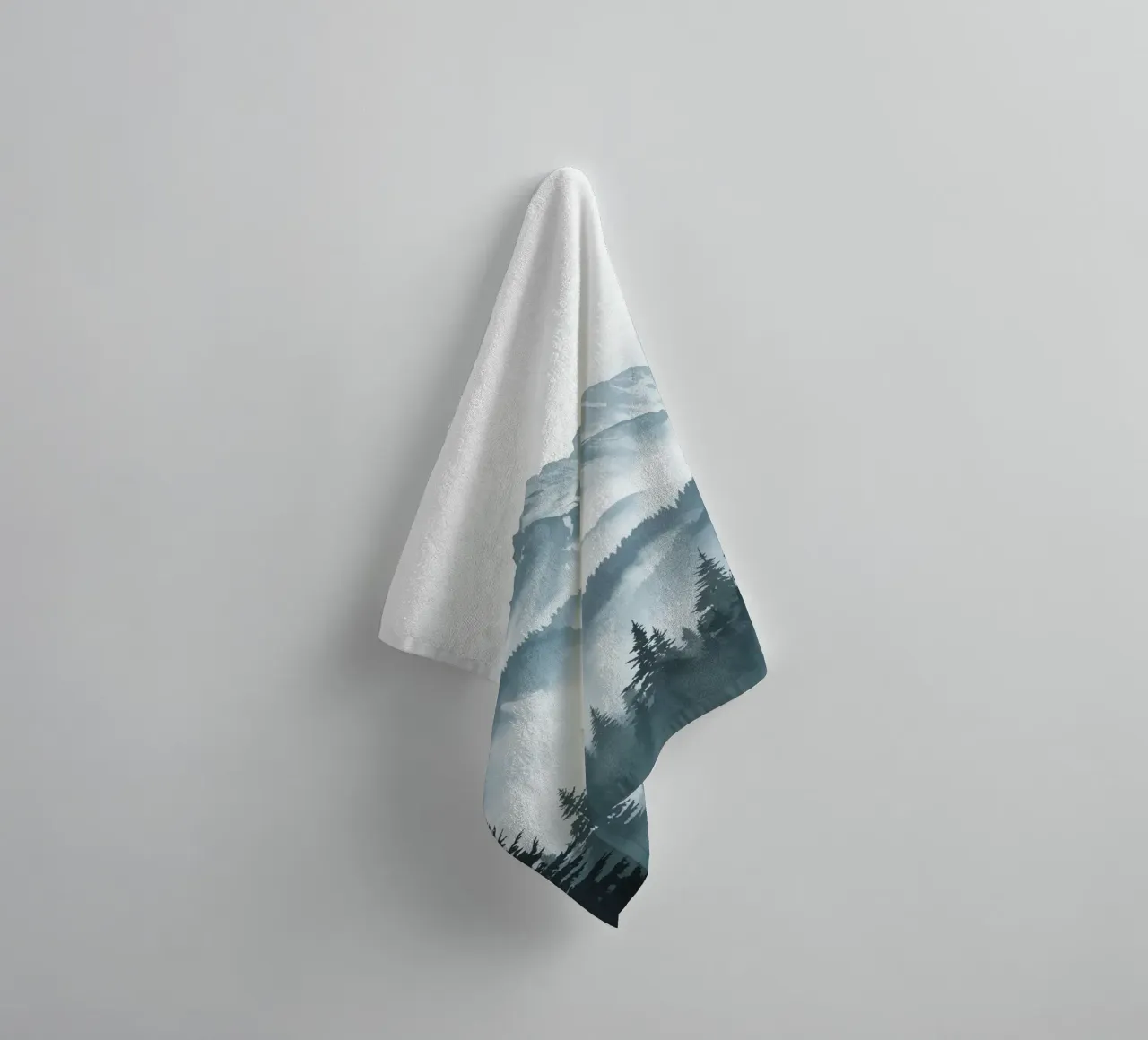 Mountain Range Behind Misty Forest towel by DesignDoodle