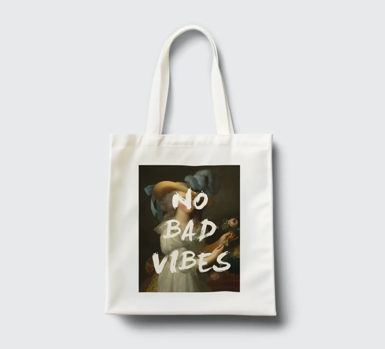 'No Bad Vibes' borsa in juta da Type & Tape