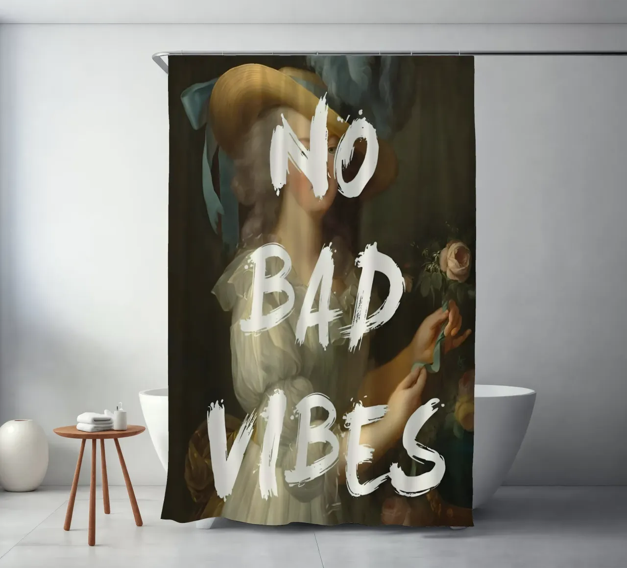'No Bad Vibes' tenda da doccia da Type & Tape