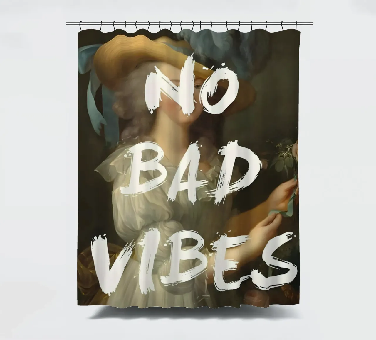 'No Bad Vibes' tenda da doccia da Type & Tape