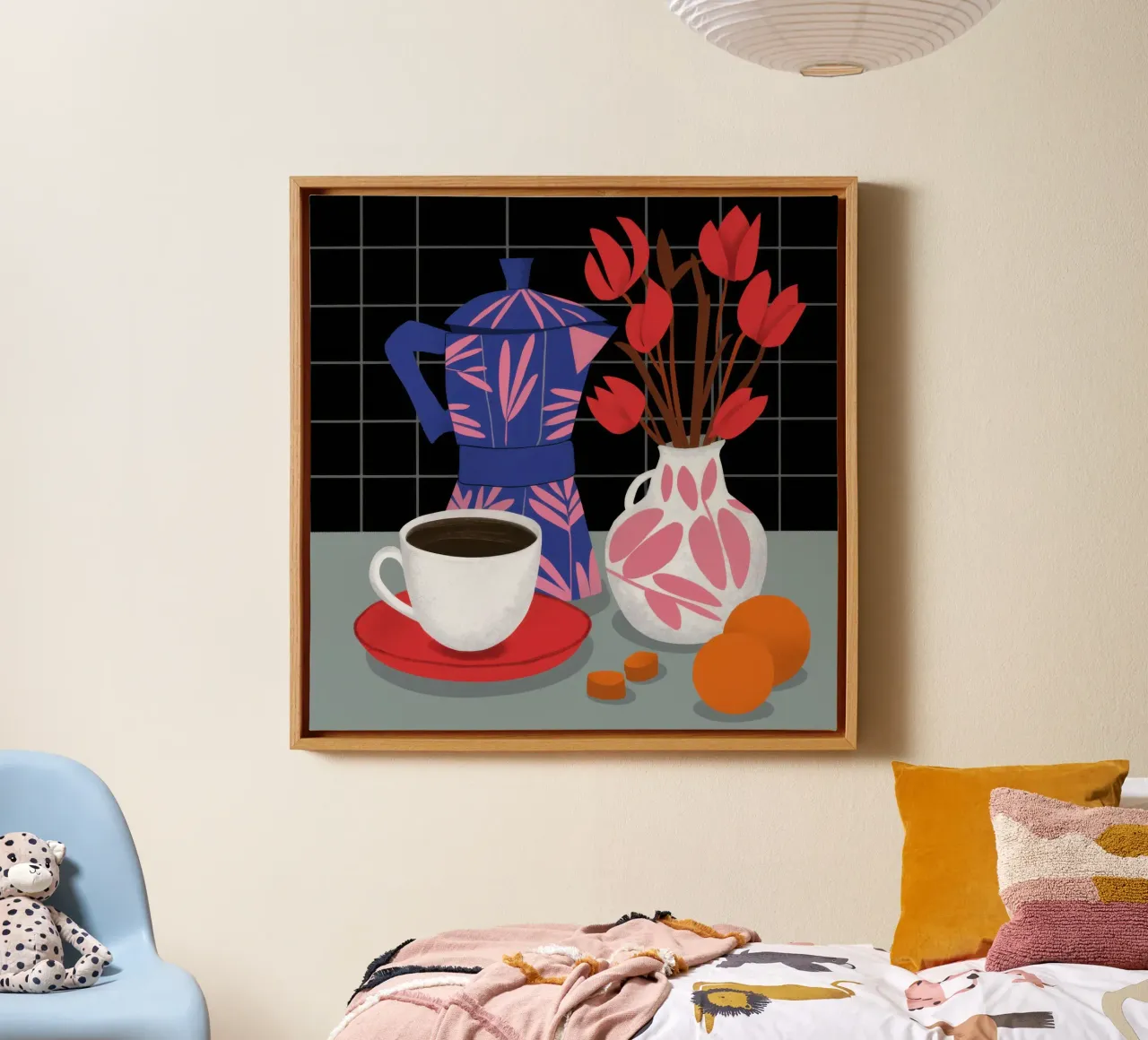 Cafeïne Ritueel Stilte canvas met Baklijst van Astra Mist