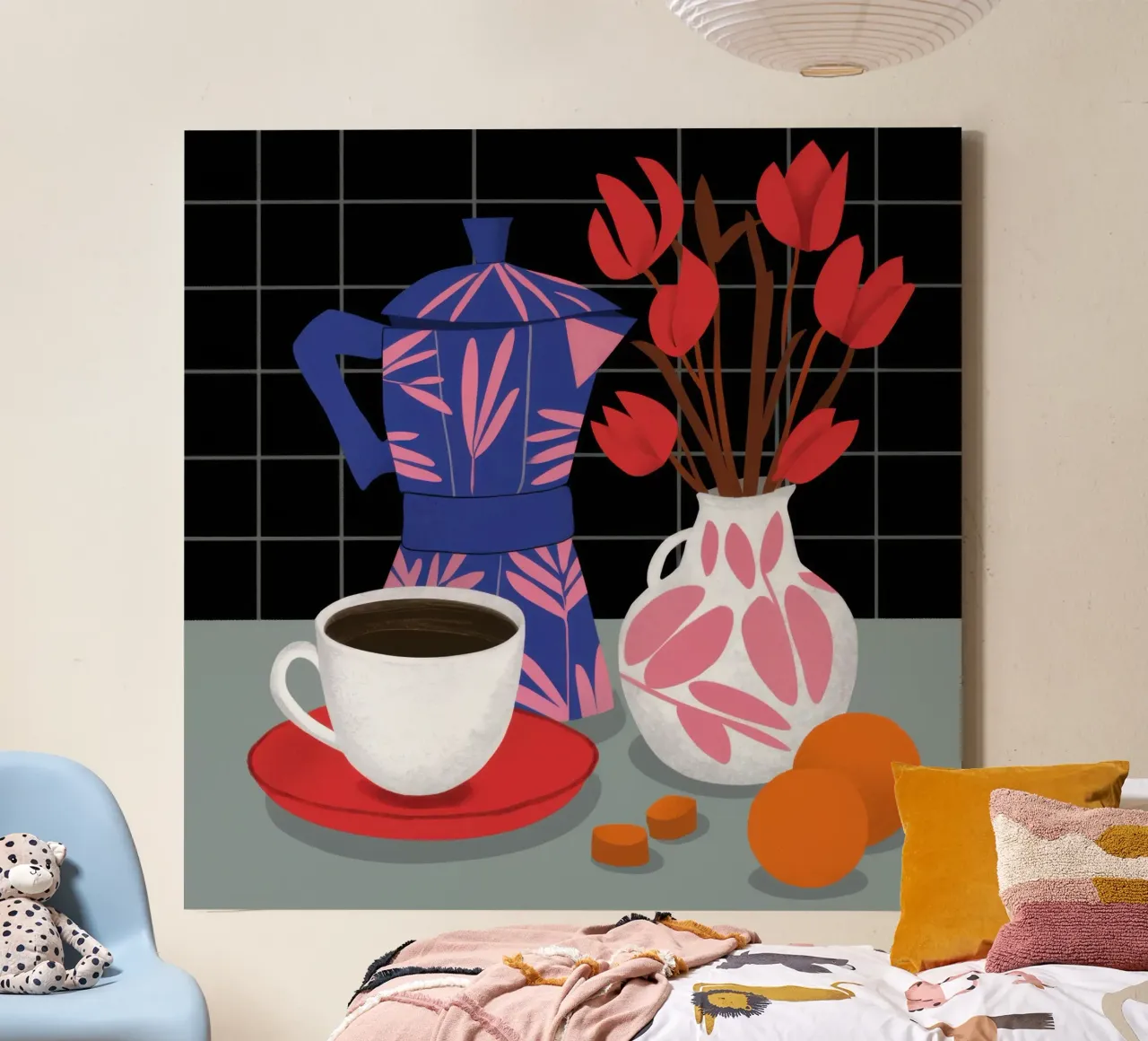 Cafeïne Ritueel Stilte canvas met Baklijst van Astra Mist