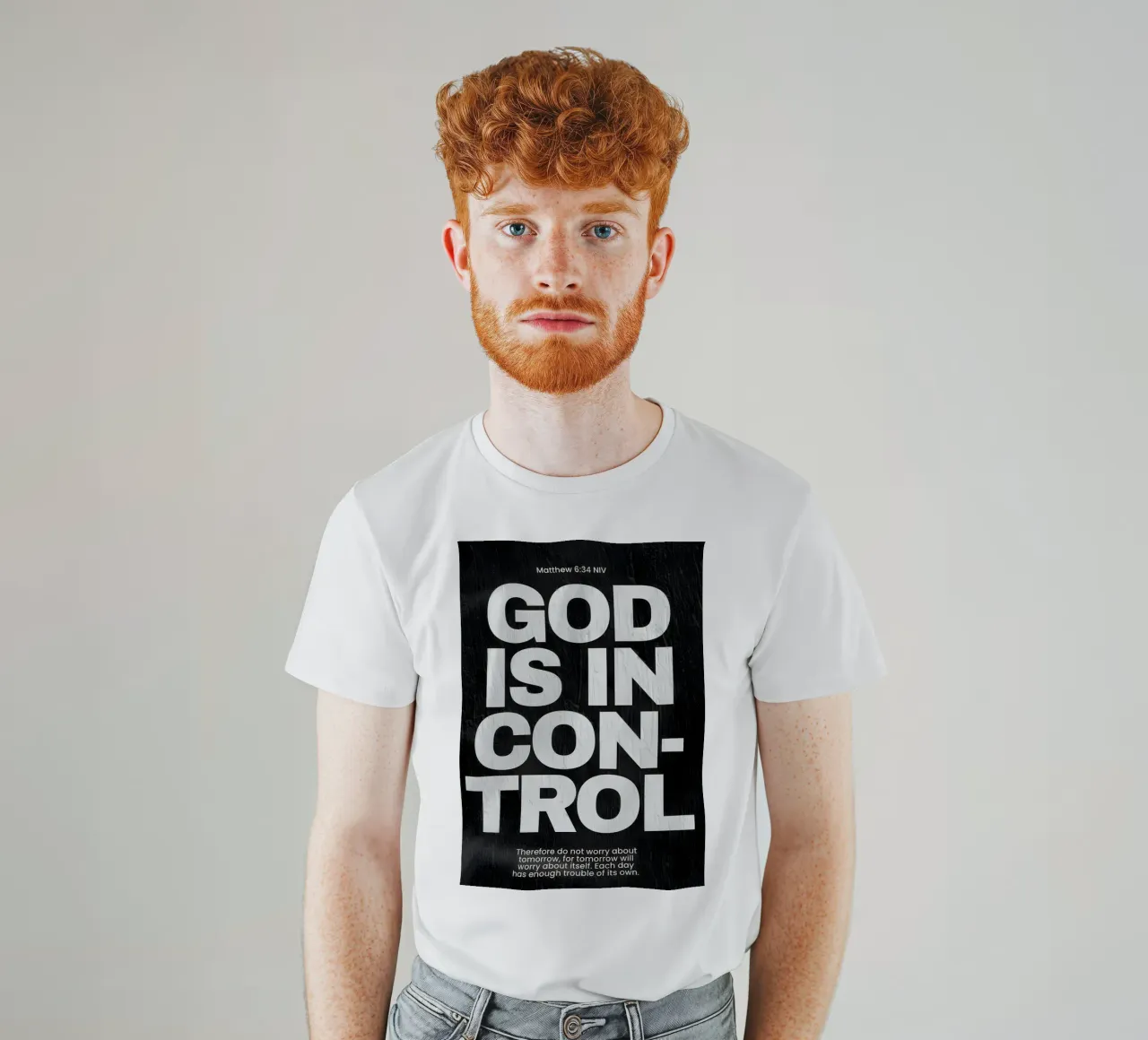 'God is in control t-shirt da Type & Tape