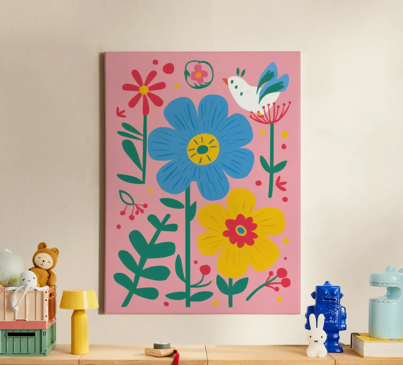 Viering van vreugdevolle bloei canvas met Baklijst van Astra Mist
