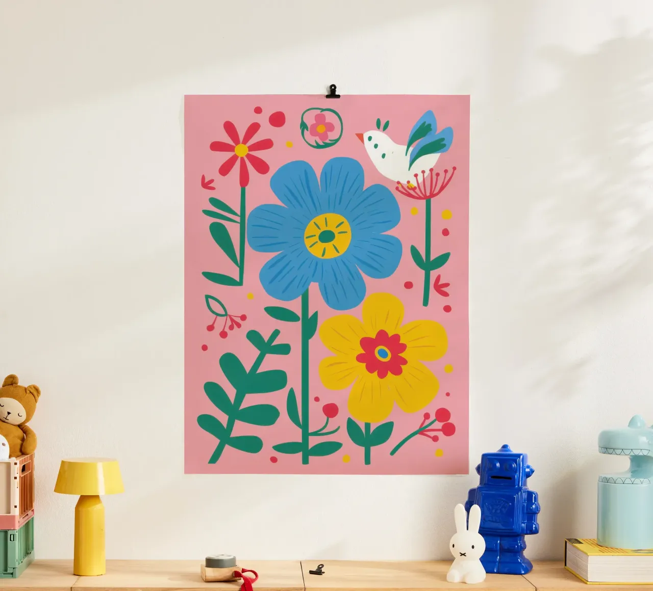 Celebrazione della fioritura gioiosa poster con telaio in legno da Astra Mist