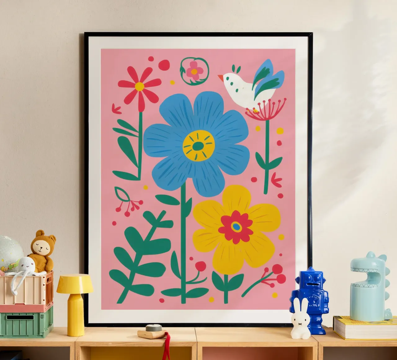 Celebrazione della fioritura gioiosa poster con telaio in legno da Astra Mist