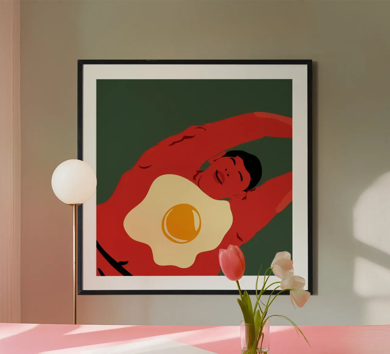 Flusso mattutino surreale poster con telaio in legno da Astra Mist