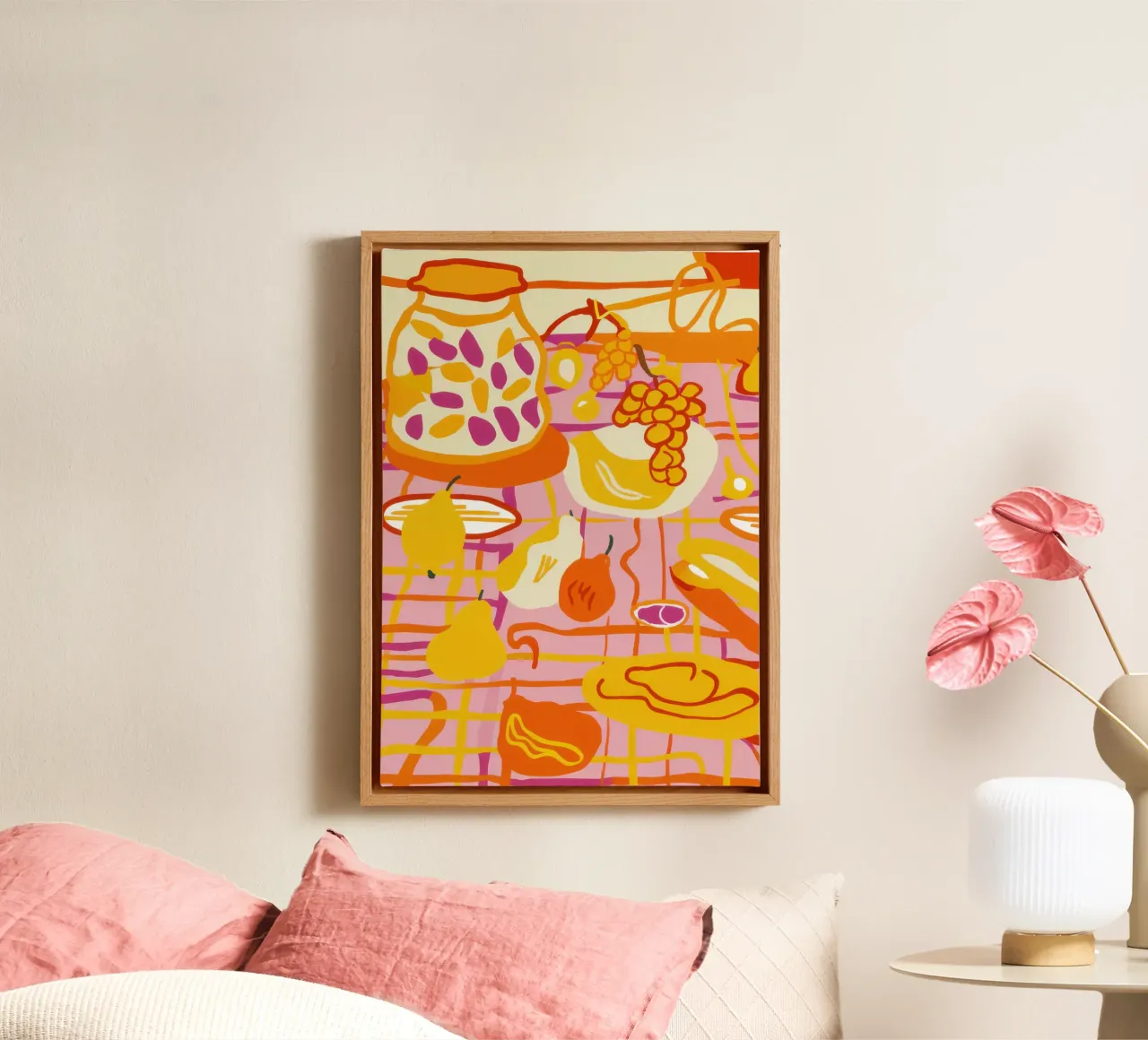 Golden Kitchen Rhapsody canvas with Floater frame by Astra Mist