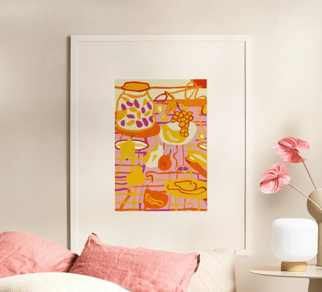 Rapsodia della cucina dorata poster con telaio in plastica da Astra Mist