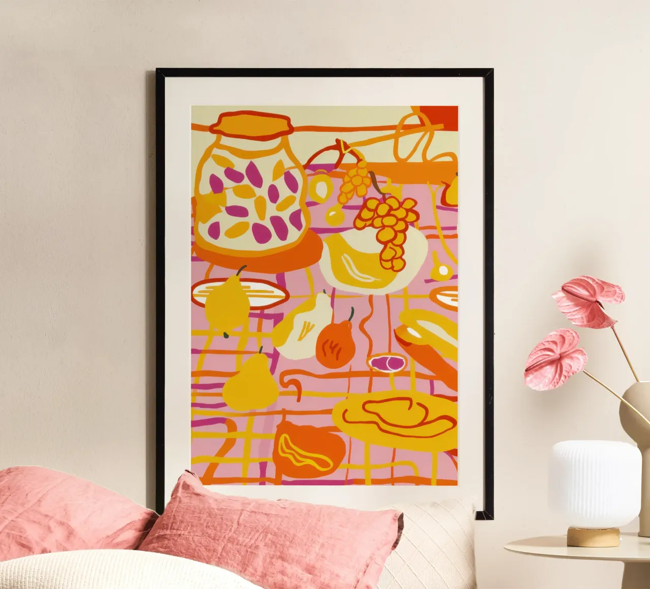 Rapsodia della cucina dorata poster con telaio in plastica da Astra Mist