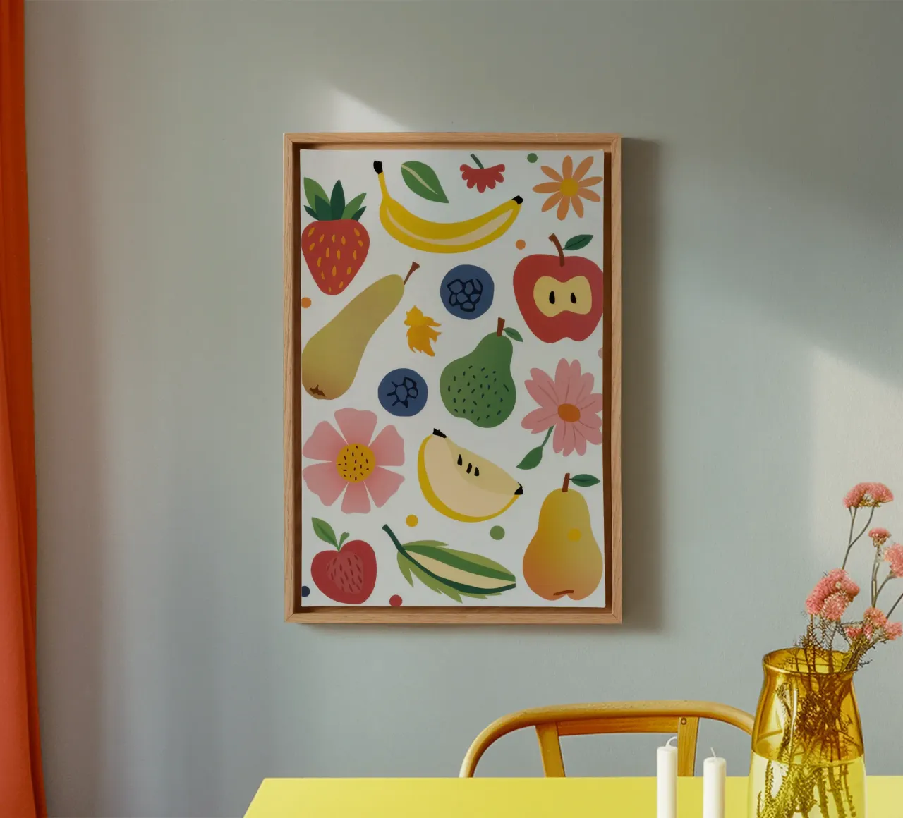 Orchard's Fresh Medley canvas with Floater frame by Astra Mist