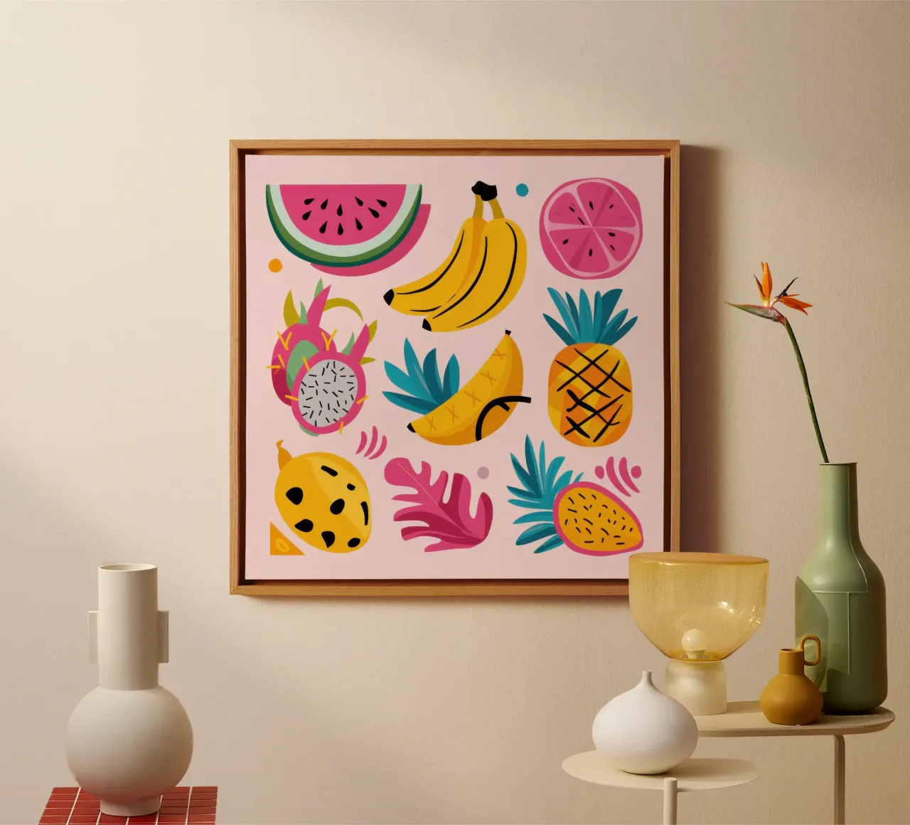 Fiesta met tropisch fruit canvas met Baklijst van Astra Mist