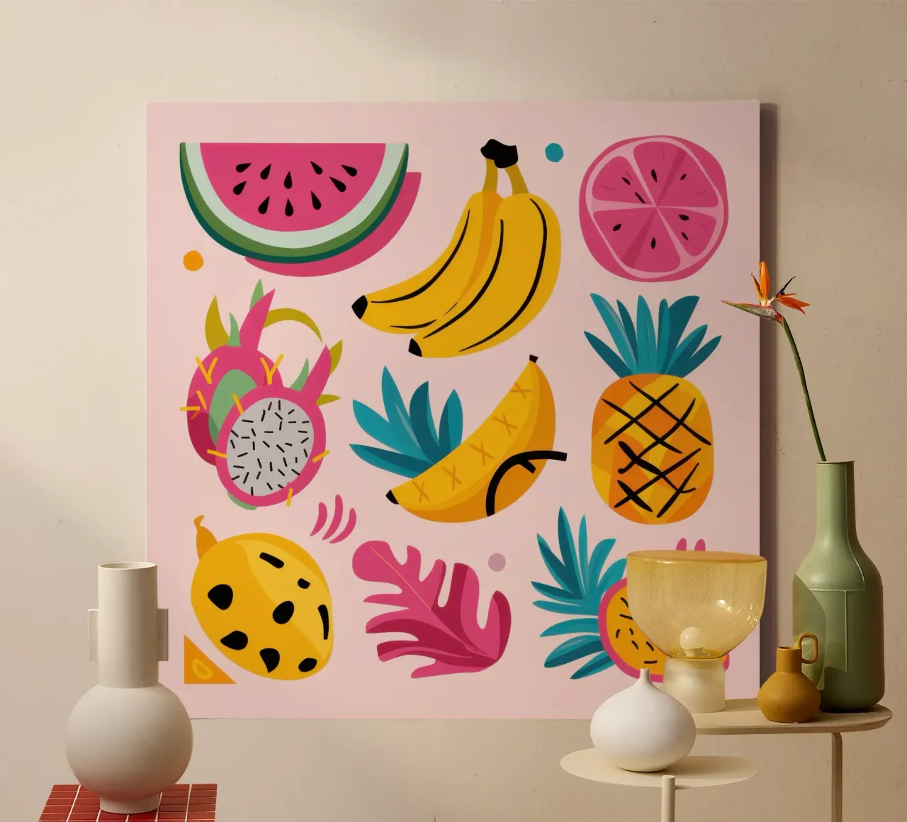 Fiesta met tropisch fruit canvas met Baklijst van Astra Mist