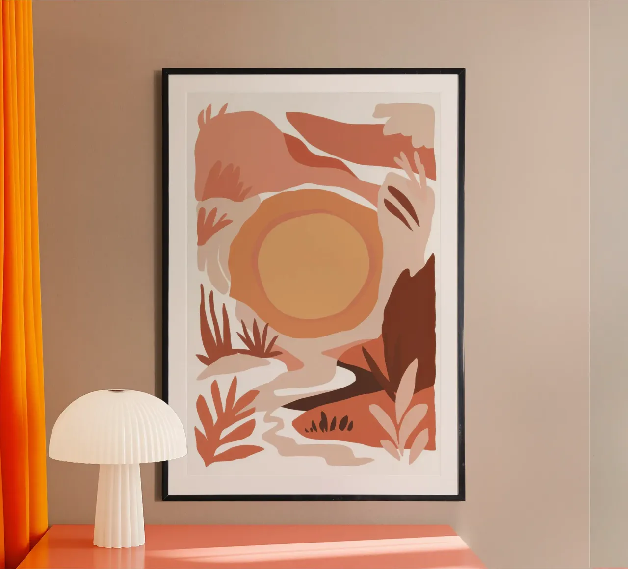 Forme di terra Serenità poster con telaio in alluminio da Astra Mist
