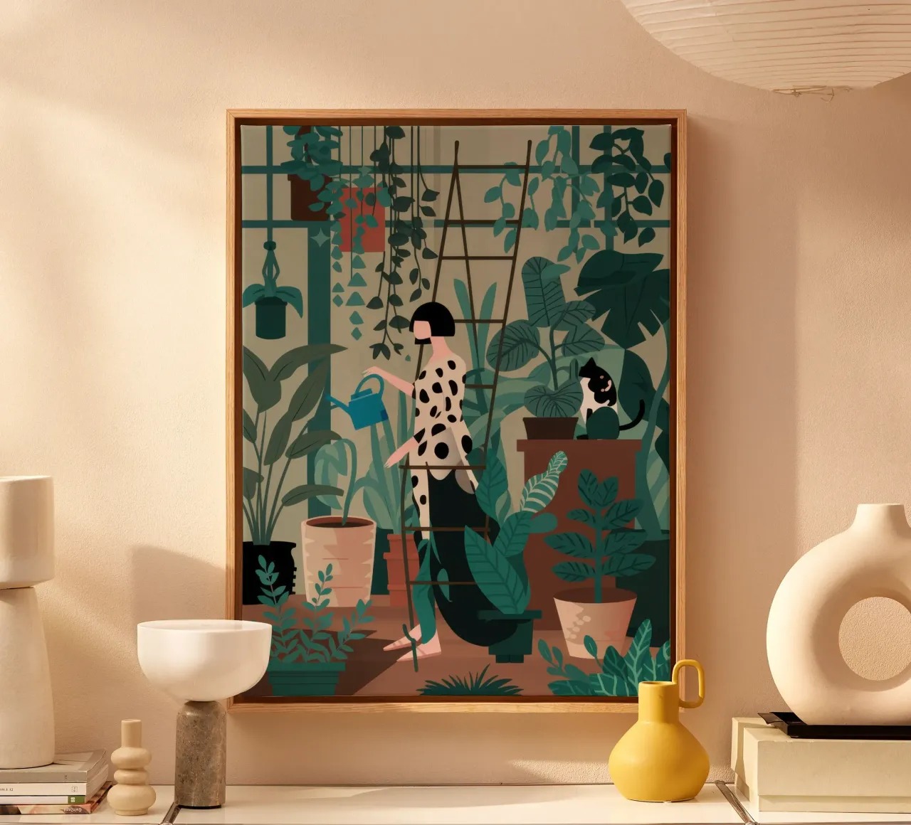 Verdant Urban Sanctuary canvas with Floater frame by Astra Mist