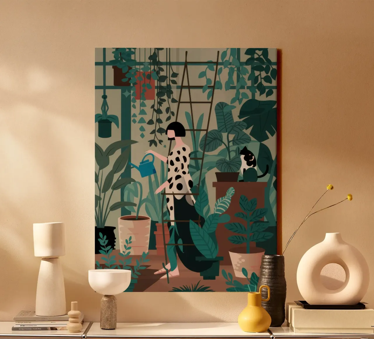 Verdant Urban Sanctuary canvas with Floater frame by Astra Mist