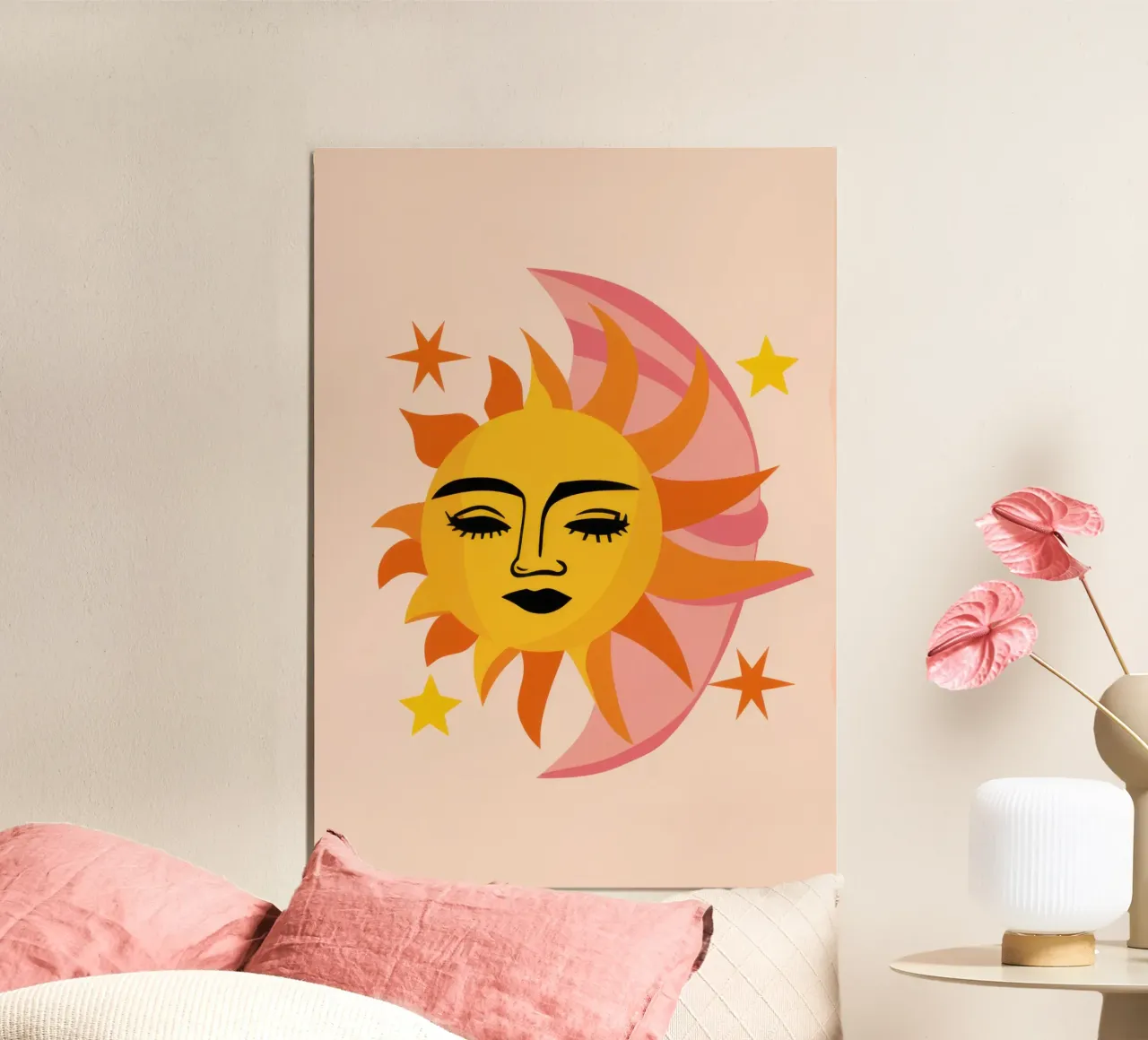Abbraccio celeste ad occhi aperti poster con telaio in legno da Astra Mist
