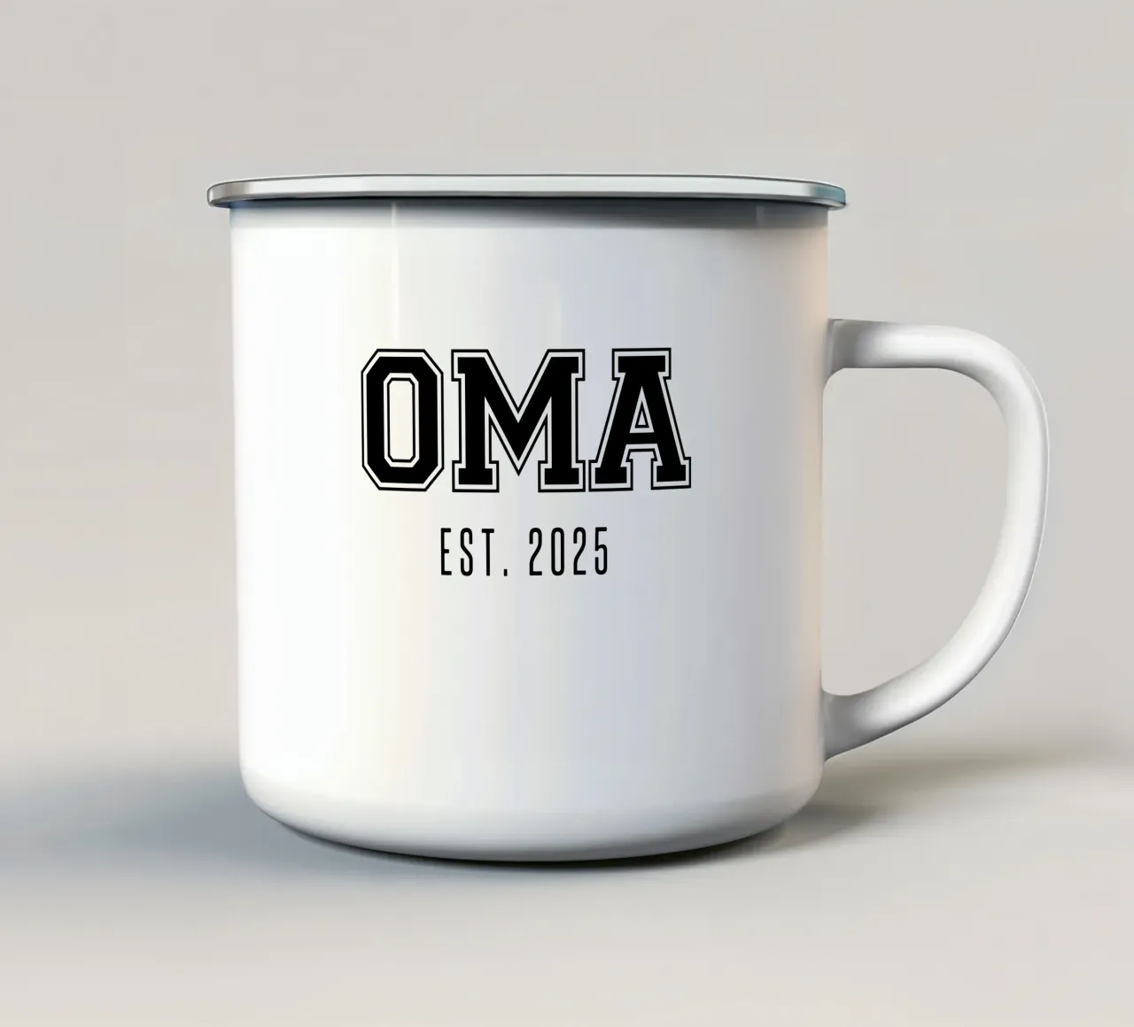 Oma est. 2025 tazza in smalto da My Tiny Home