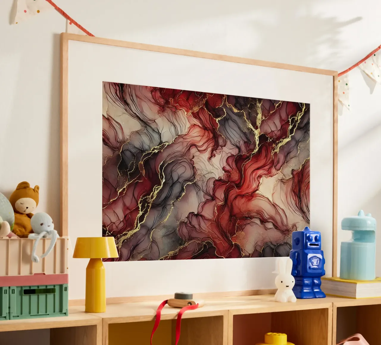 Encre à alcool soie bourguignonne poster de Chromatic Fusion Studio