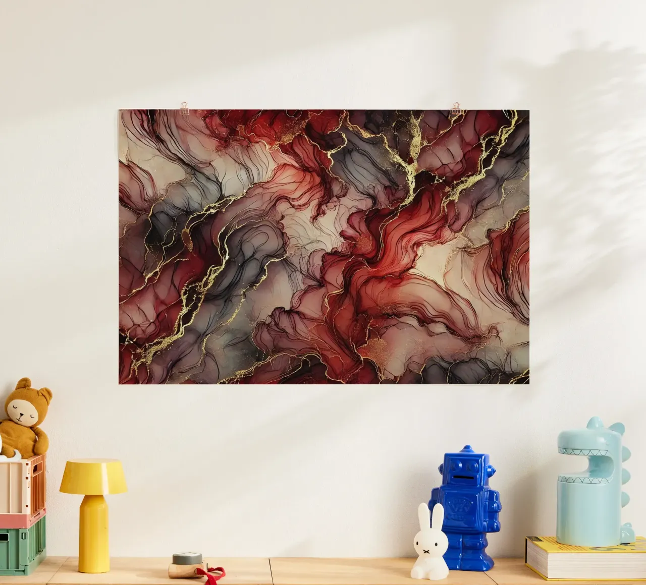 Encre à alcool soie bourguignonne poster de Chromatic Fusion Studio