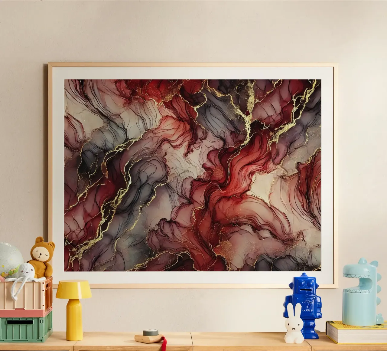 Encre à alcool soie bourguignonne poster de Chromatic Fusion Studio