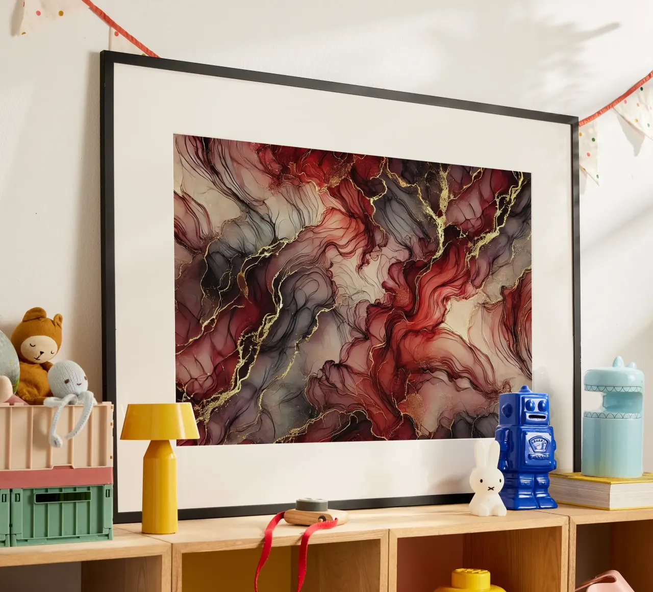 Encre à alcool soie bourguignonne poster de Chromatic Fusion Studio