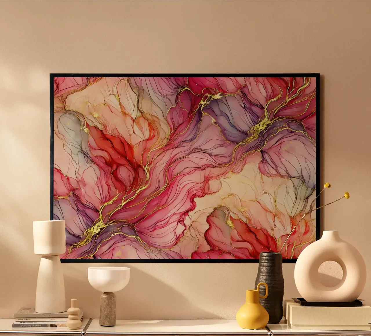 Inchiostro alcolico fucsia e fioritura di corallo poster da Chromatic Fusion Studio