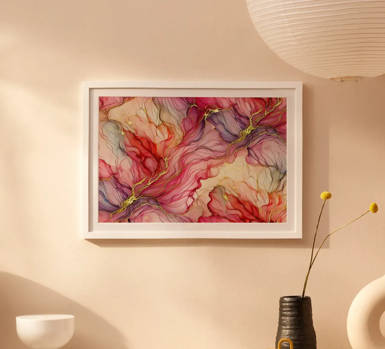 Inchiostro alcolico fucsia e fioritura di corallo poster da Chromatic Fusion Studio